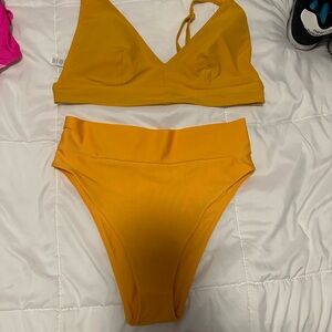 aerie Mustard Yellow High-Waist Bikini Set